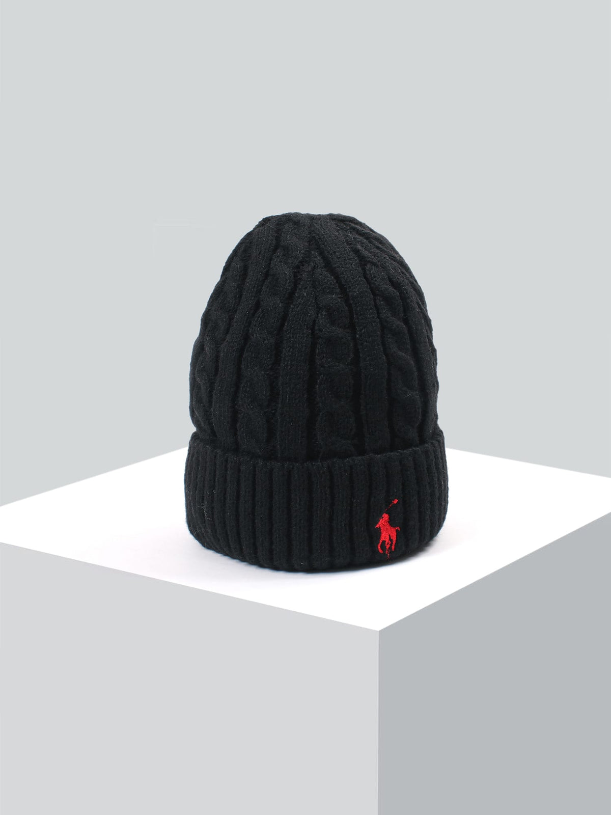 brandahub caps free size Rl Cable Knit Beanie (black)