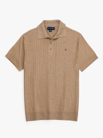 Th knit polo- khaki