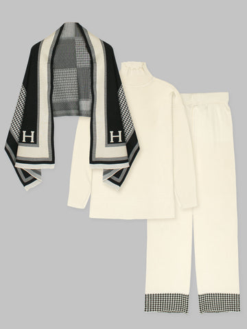 The Heritage Houndstooth 3-Piece Knit Set (Cream)