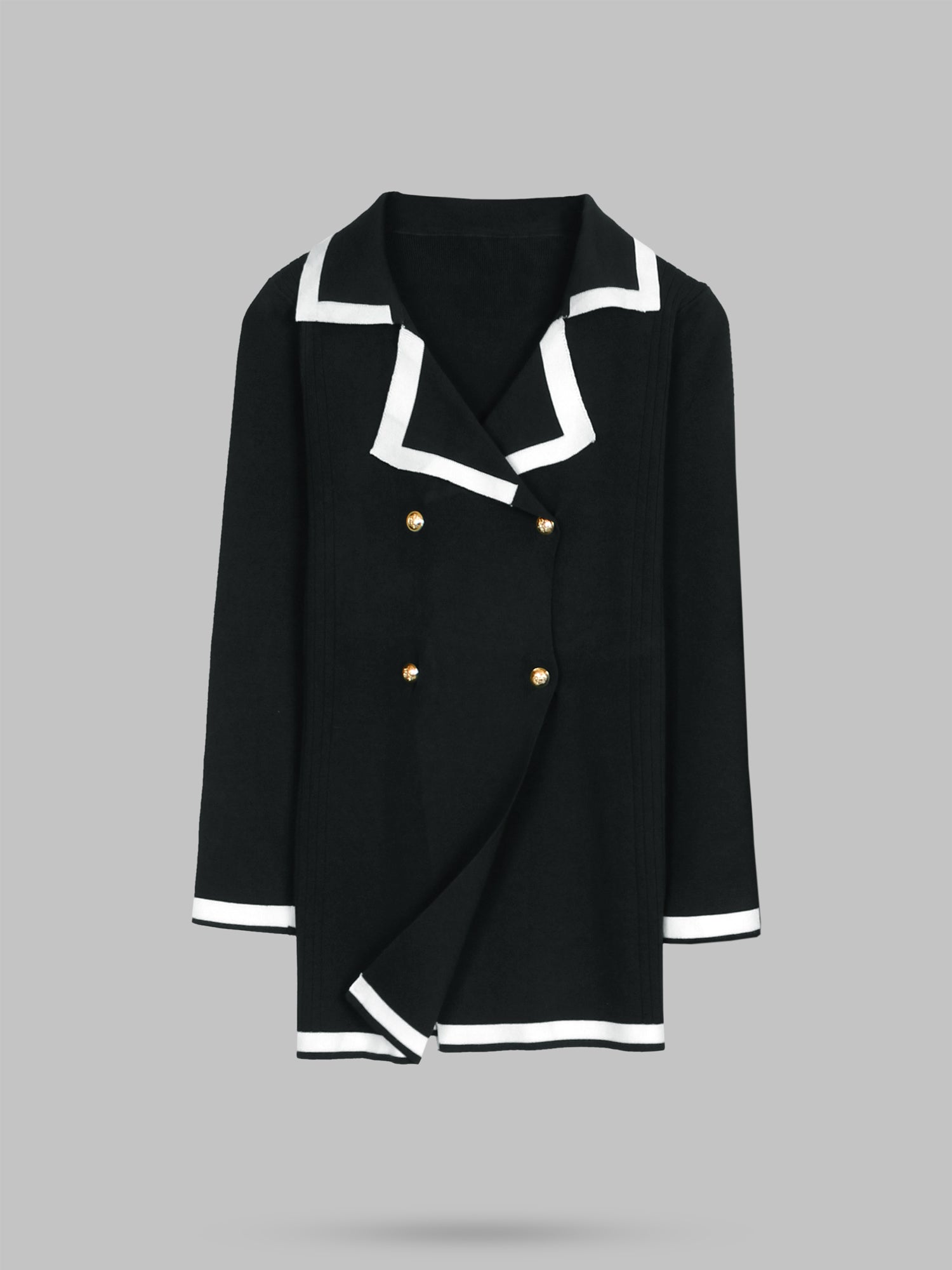The Commodore Tipped Knit Blazer Set (black)