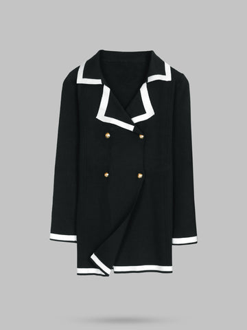 The Commodore Tipped Knit Blazer Set (black)