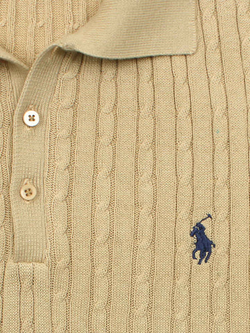 Brandahub polo shirts RL cable knit polo-khaki