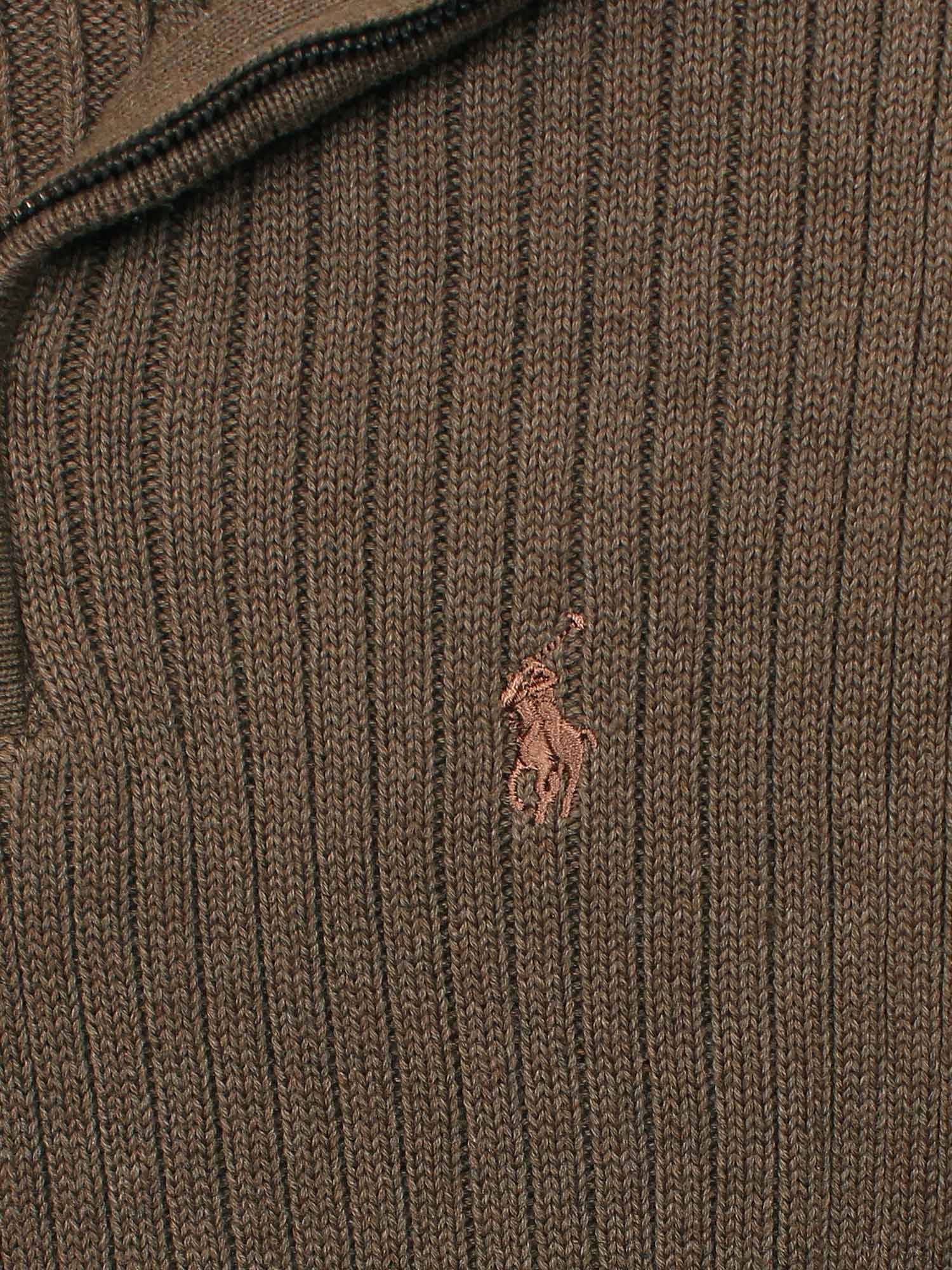 Brandahub sweaters RL Rib Knit Half Zipper Cotton Sweater (camel brown) brown pony