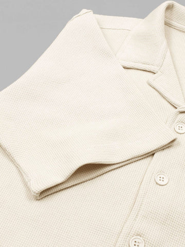 Brandahub polo shirts Premium Zr Waffle knit Resort collar shirt-(beige)