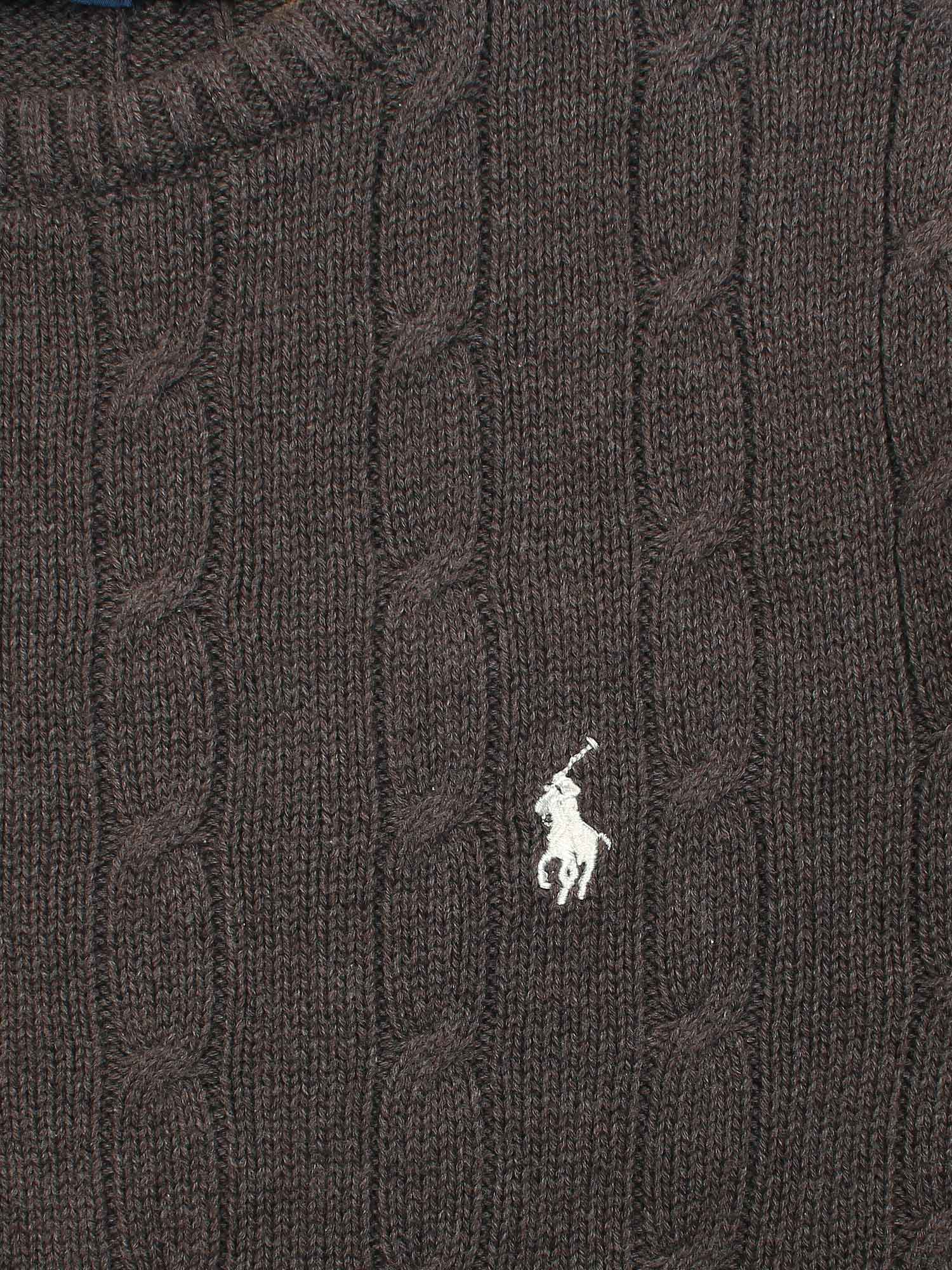 RL Cable-Knit Cotton Sweater (dark brown)