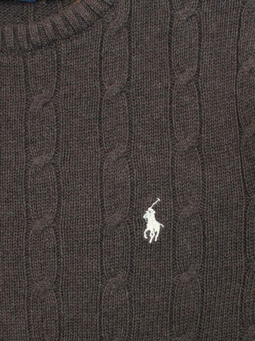 RL Cable-Knit Cotton Sweater (dark brown)