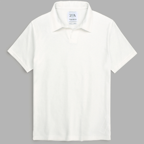 Brandahub polo shirts Premium Zr Waffle knit johnny collar polo-(white)