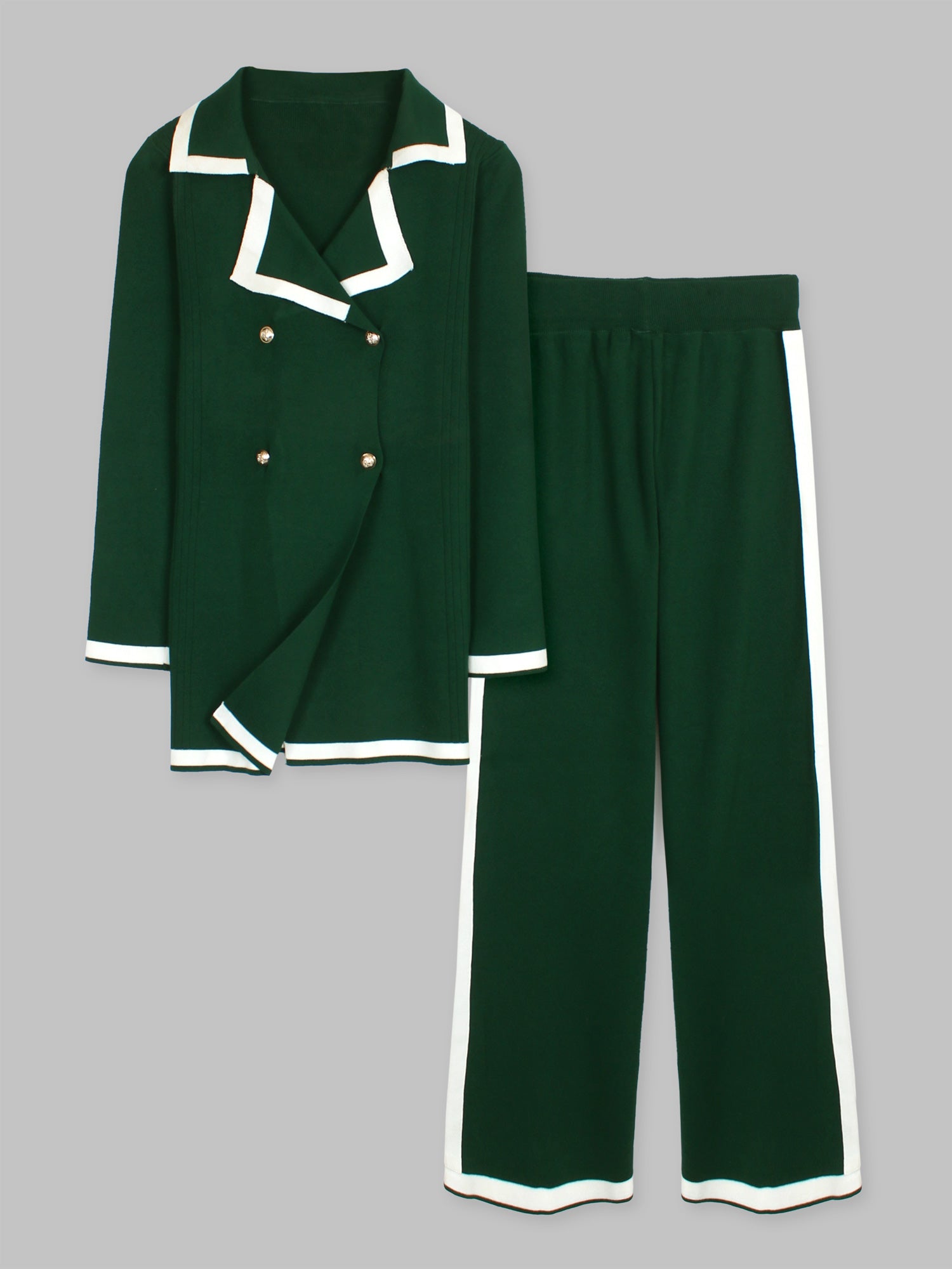 The Commodore Tipped Knit Blazer Set (green)