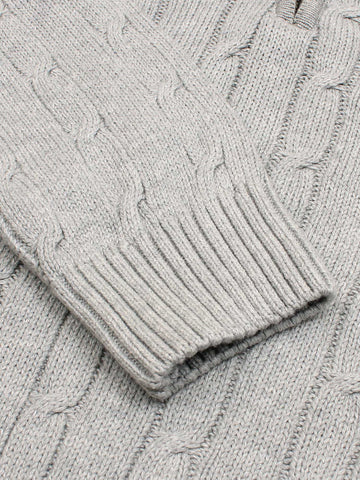 RL Cable-Knit Half Zipper Cotton Sweater (heather grey)