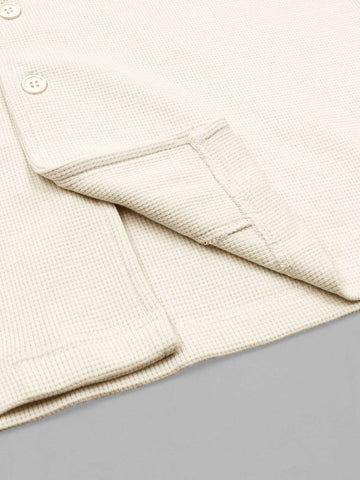 Brandahub polo shirts Premium Zr Waffle knit Resort collar shirt-(beige)
