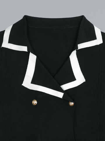The Commodore Tipped Knit Blazer Set (black)