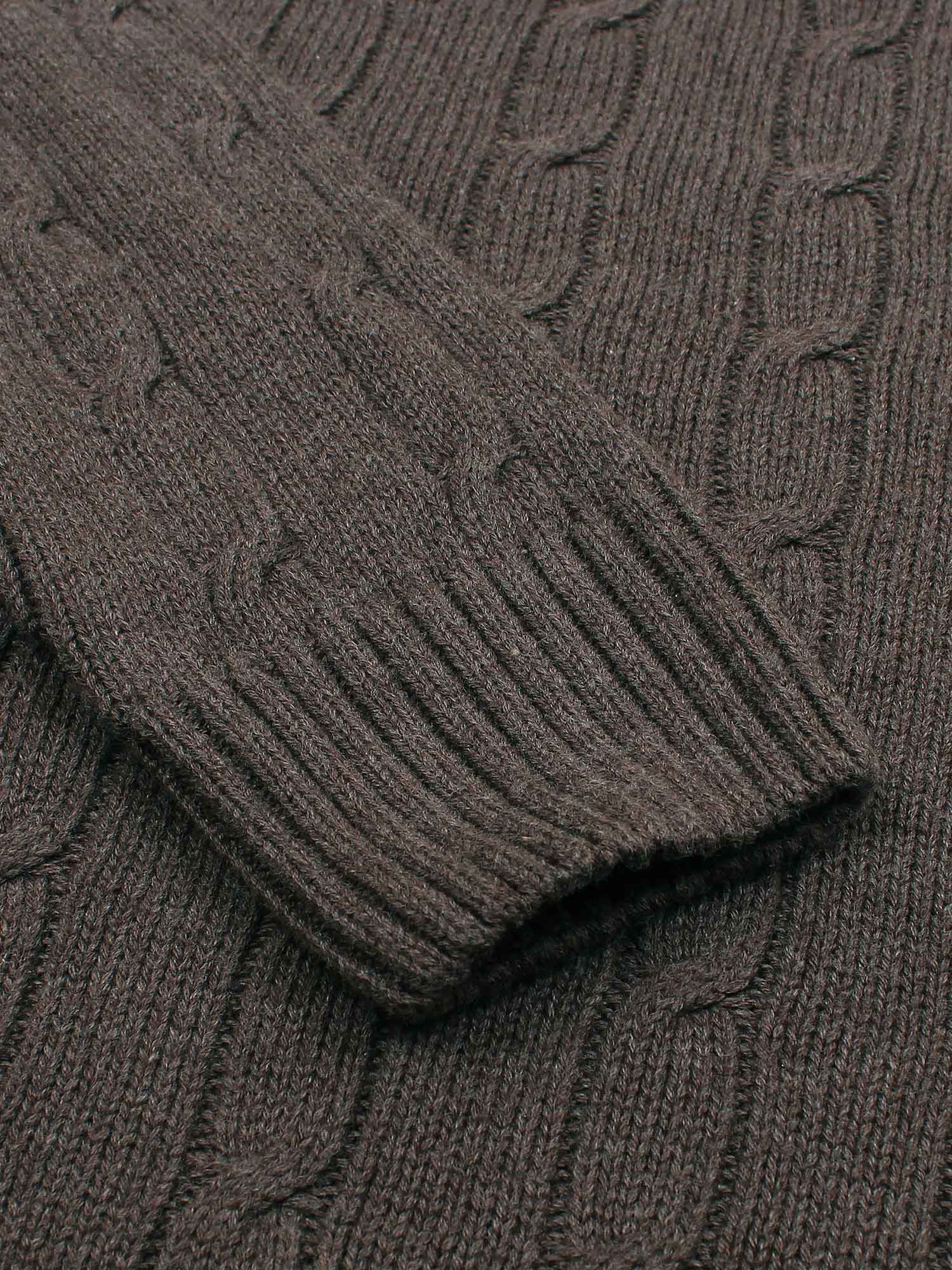 RL Cable-Knit Cotton Sweater (dark brown)