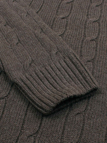 RL Cable-Knit Cotton Sweater (dark brown)