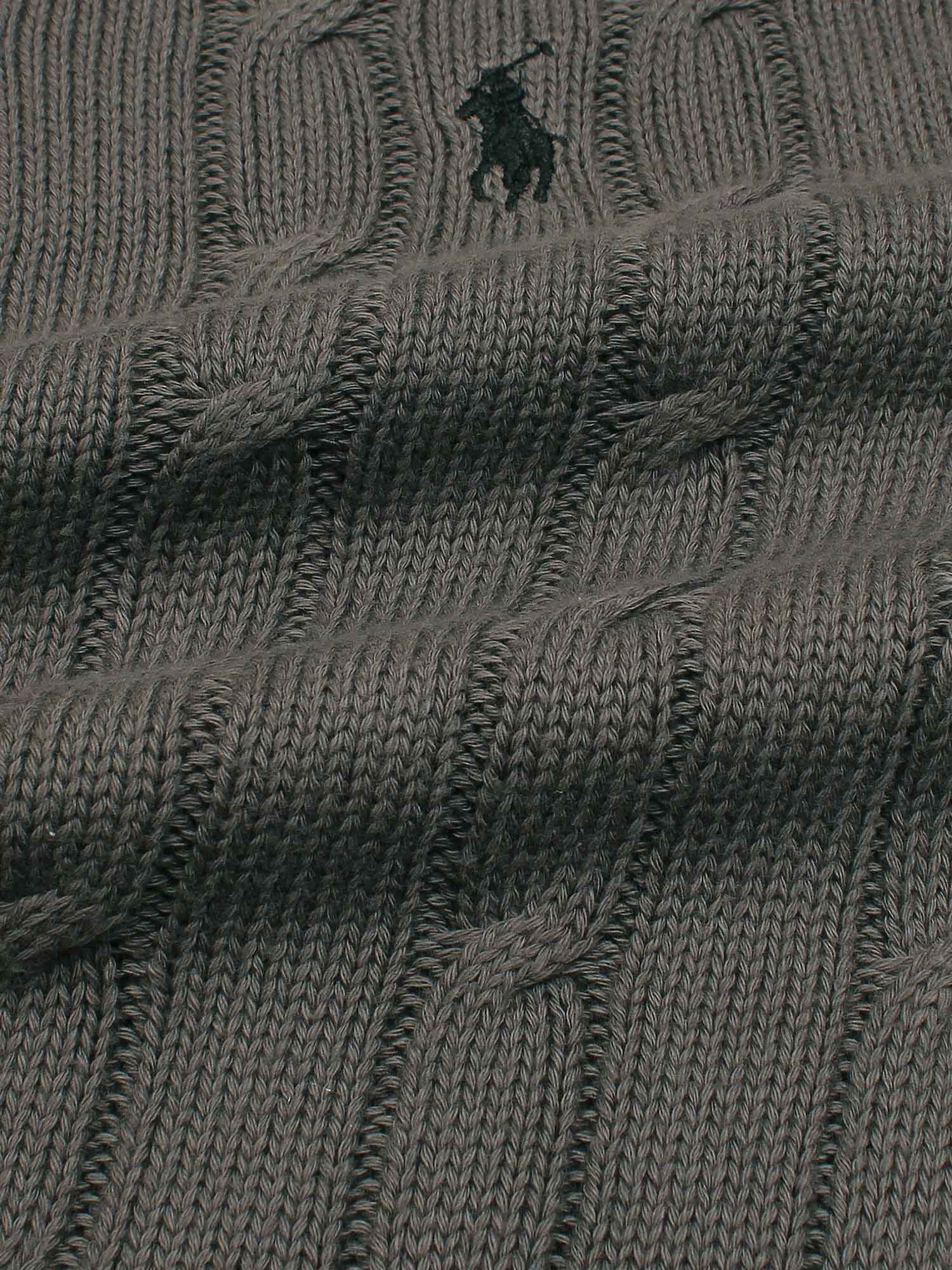 RL Cable-Knit Half Zipper Cotton Sweater (grey)