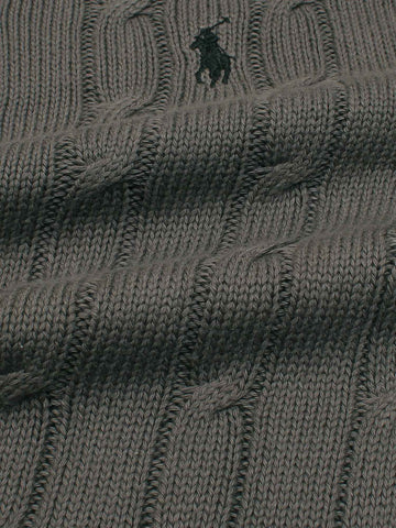 RL Cable-Knit Half Zipper Cotton Sweater (grey)