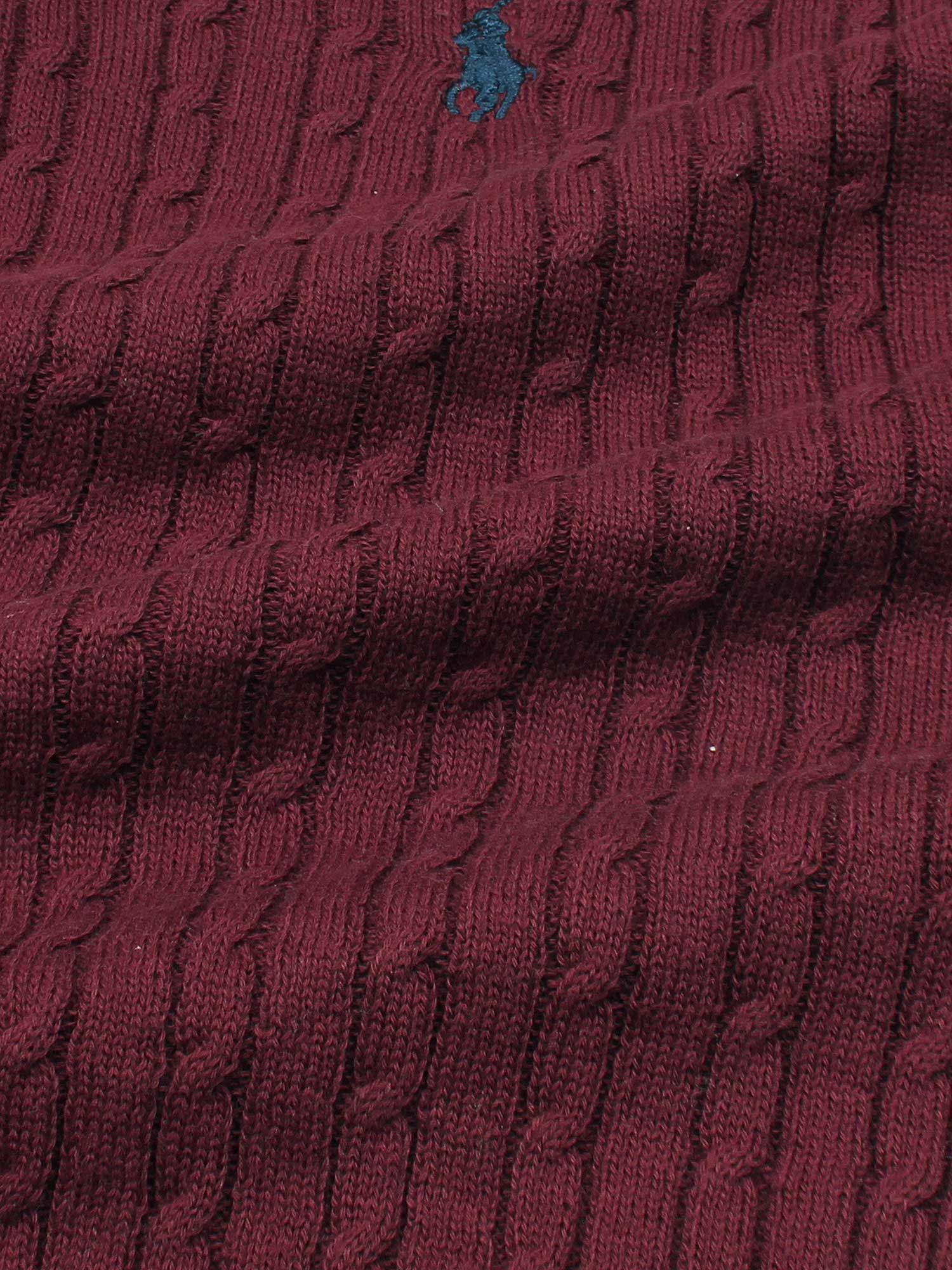 RL cable knit polo-Maroon