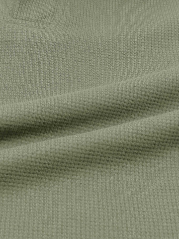 Brandahub polo shirts Premium Zr Waffle knit johnny collar polo-(olive green)