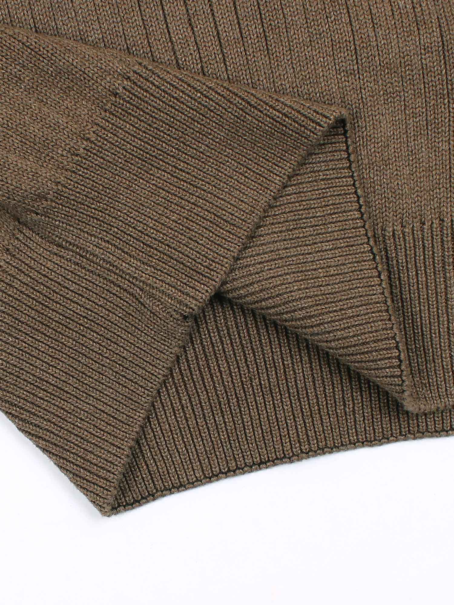 Brandahub sweaters RL Rib Knit Half Zipper Cotton Sweater (camel brown) brown pony