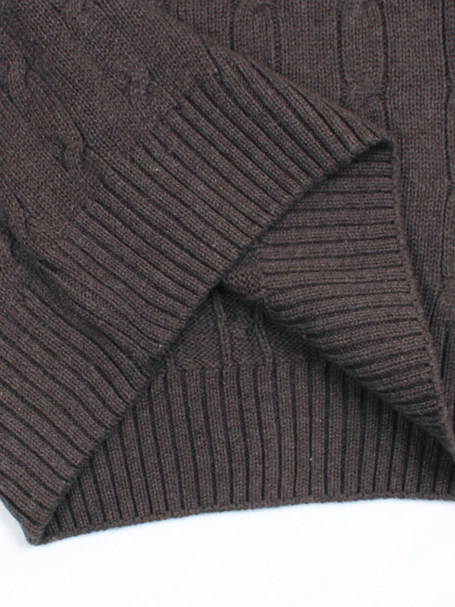 RL Cable-Knit Cotton Sweater (dark brown)