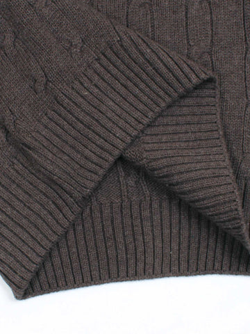 RL Cable-Knit Cotton Sweater (dark brown)