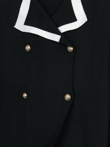 The Commodore Tipped Knit Blazer Set (black)