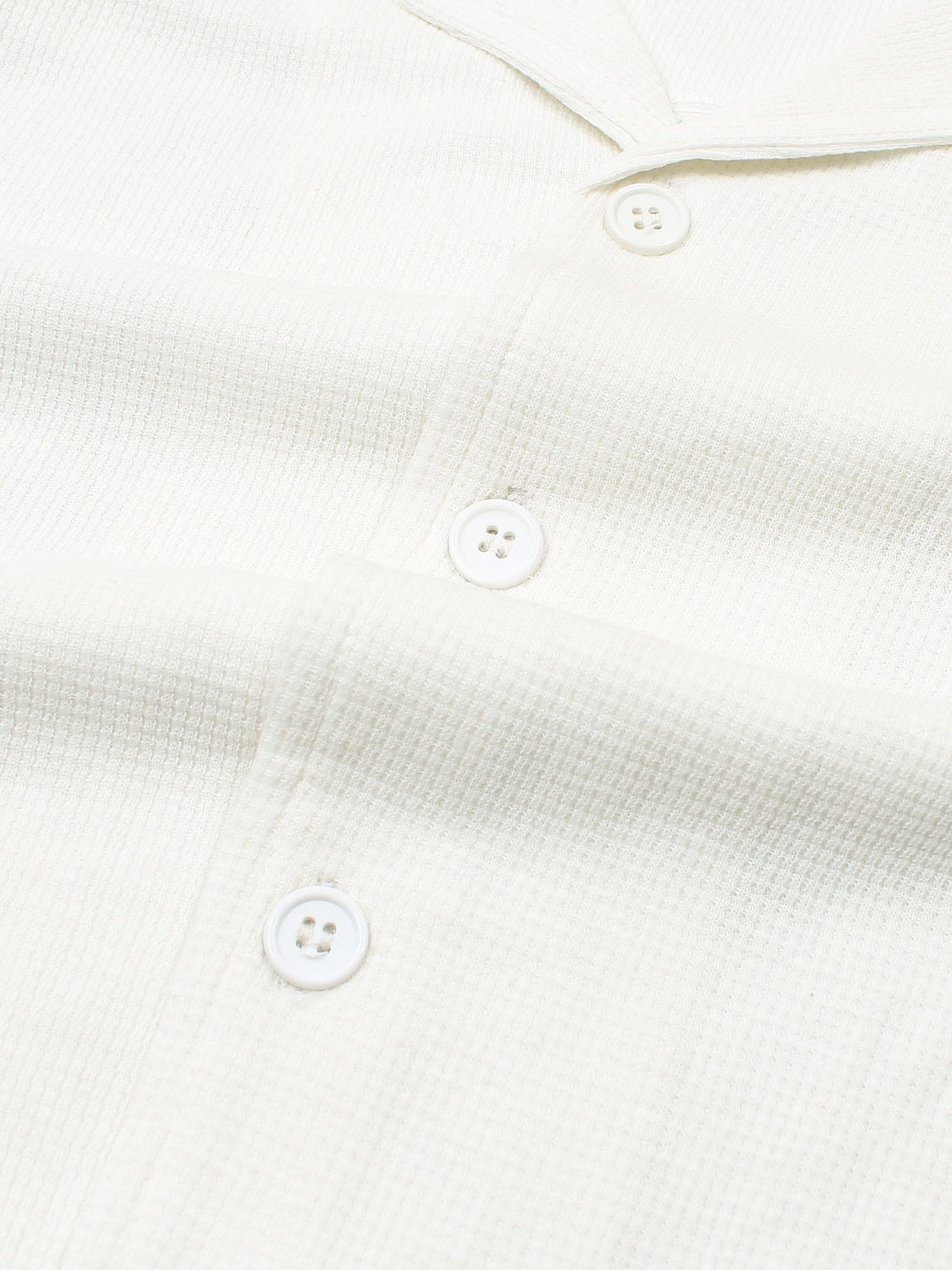 Brandahub polo shirts Premium Zr Waffle knit Resort collar shirt-(milky white)