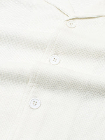 Brandahub polo shirts Premium Zr Waffle knit Resort collar shirt-(milky white)