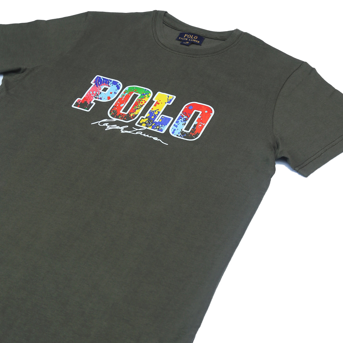 PRL printed T Shirt-olive green