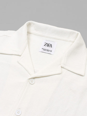 Brandahub polo shirts Premium Zr Waffle knit Resort collar shirt-(milky white)
