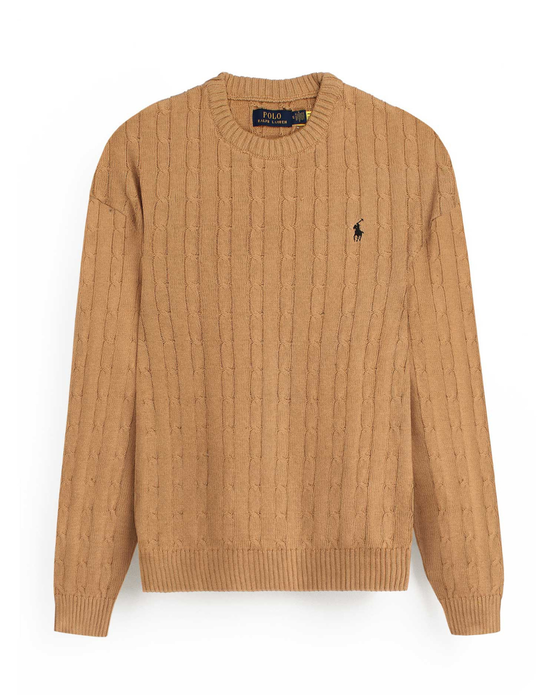 RL Cable-Knit Cotton Sweater (Camel)