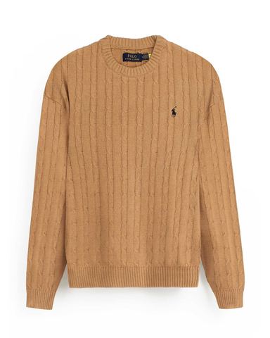 RL Cable-Knit Cotton Sweater (Camel)