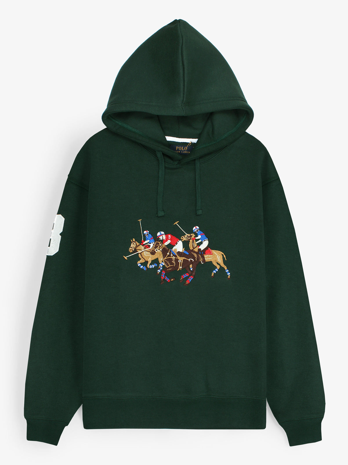 premium Rl triple pony Fleece hoodie (British green)