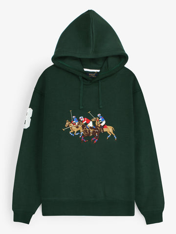 premium Rl triple pony Fleece hoodie (British green)