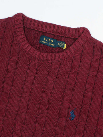 Brandahub sweaters RL Cable-Knit Cotton Sweater (maroon)