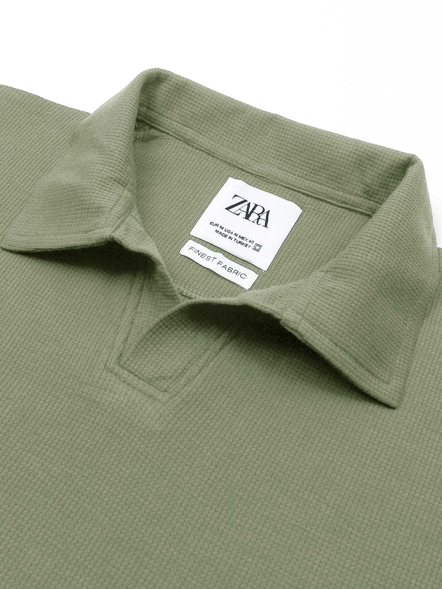 Brandahub polo shirts Premium Zr Waffle knit johnny collar polo-(olive green)