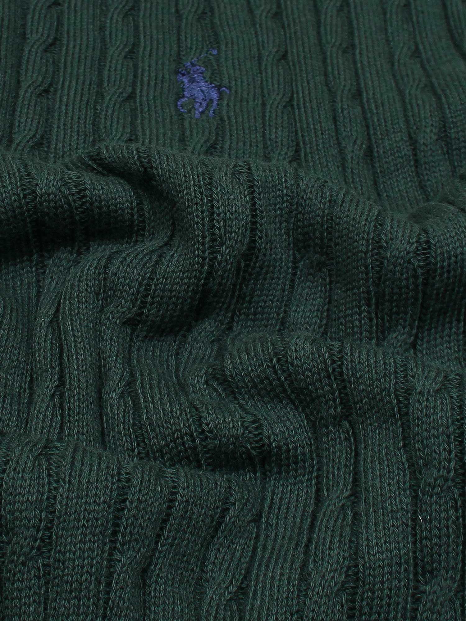 RL cable knit polo-green