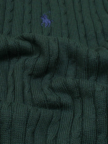 RL cable knit polo-green