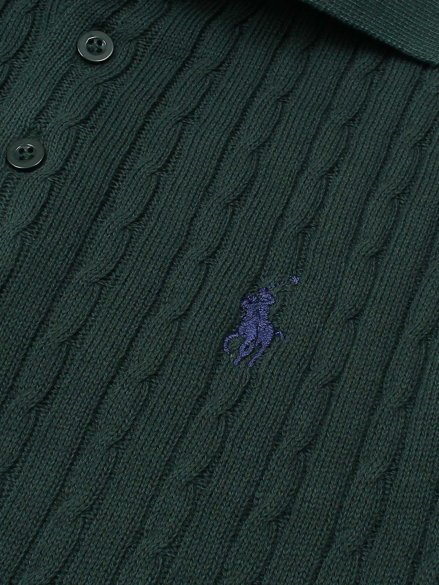 RL cable knit polo-green