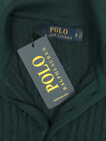 RL cable knit polo-green