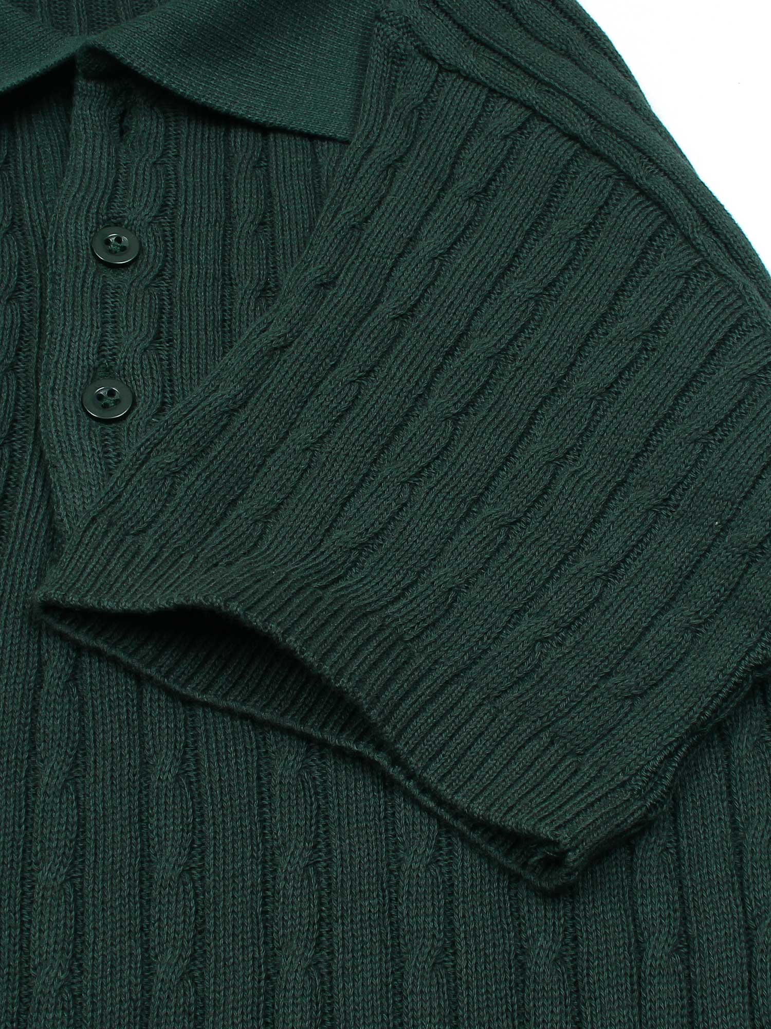 RL cable knit polo-green