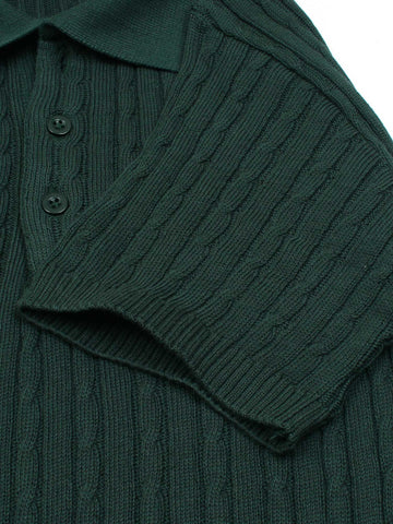 RL cable knit polo-green