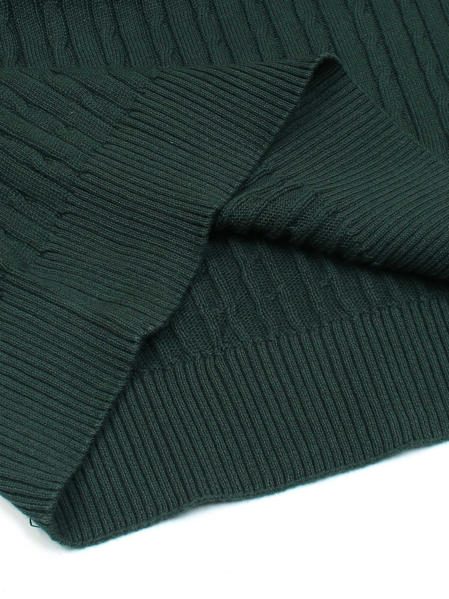RL cable knit polo-green