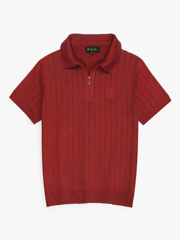 LP knit polo-red