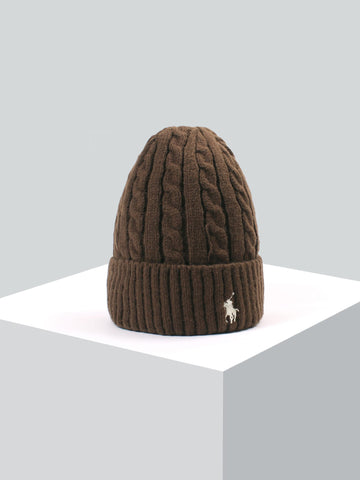 brandahub caps free size Rl Cable Knit Beanie (Brown)