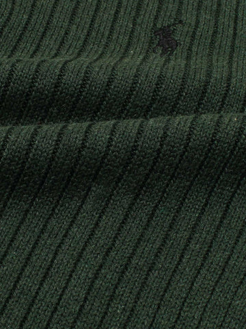 RL Rib Knit Half Zipper Cotton Sweater (british green)