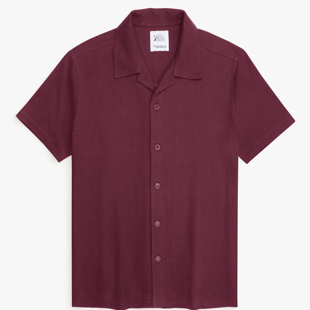 Brandahub polo shirts Premium Zr Waffle knit Resort collar shirt-(maroon)