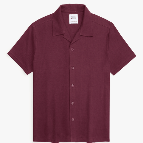 Brandahub polo shirts Premium Zr Waffle knit Resort collar shirt-(maroon)