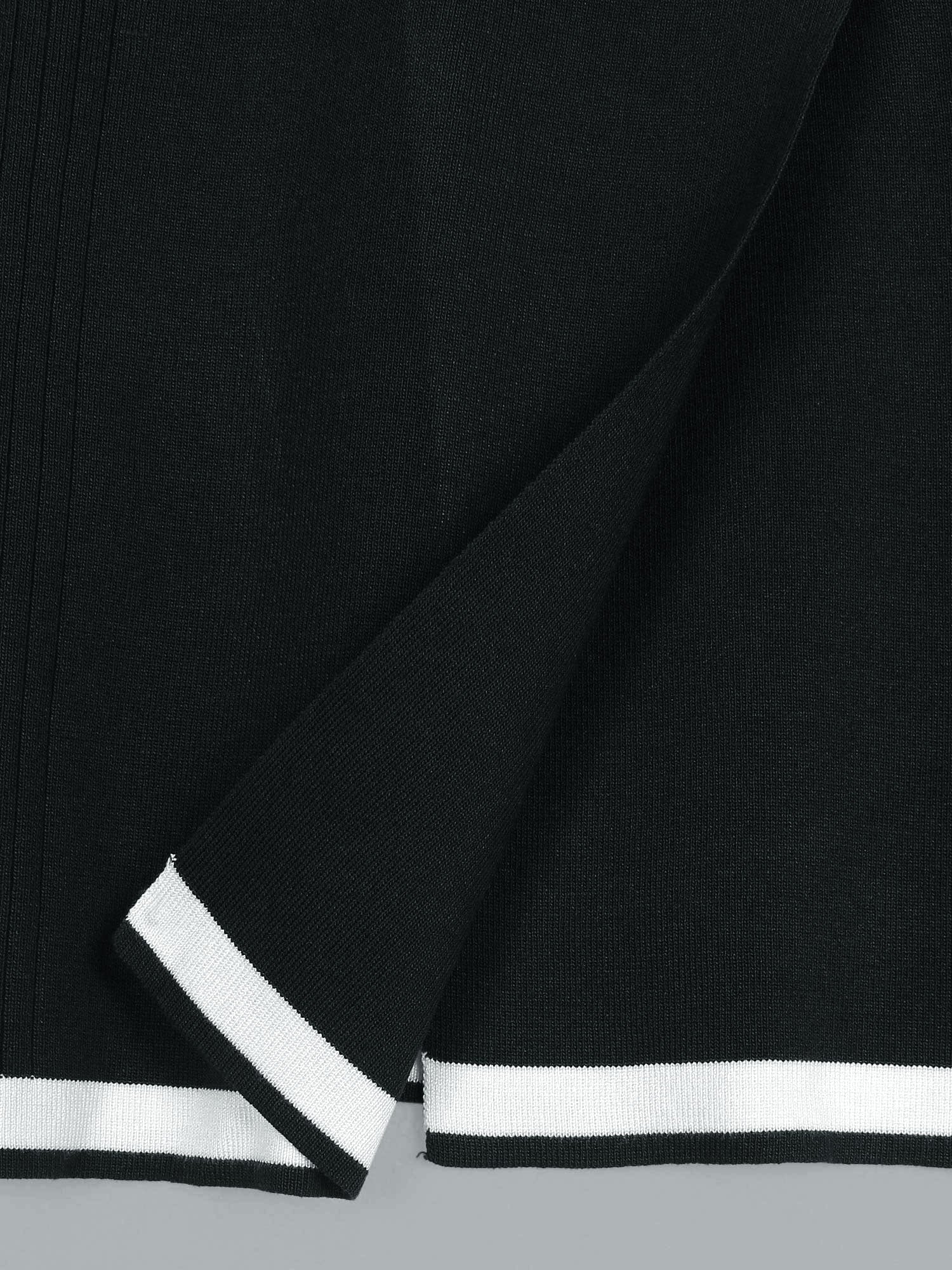 The Commodore Tipped Knit Blazer Set (black)