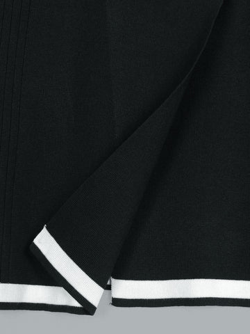 The Commodore Tipped Knit Blazer Set (black)