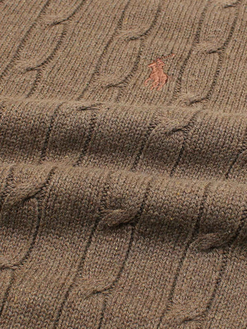 RL Cable-Knit Cotton Sweater (heather brown)